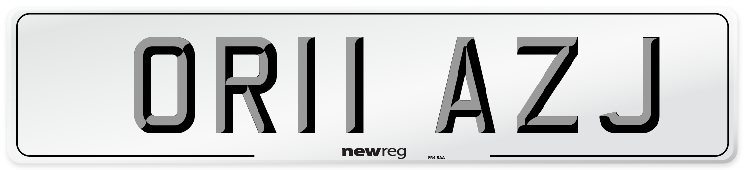 OR11 AZJ Number Plate from New Reg